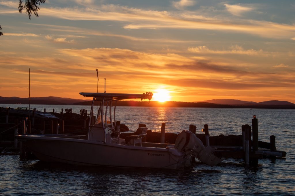 sunset over Lake Winnipesaukee